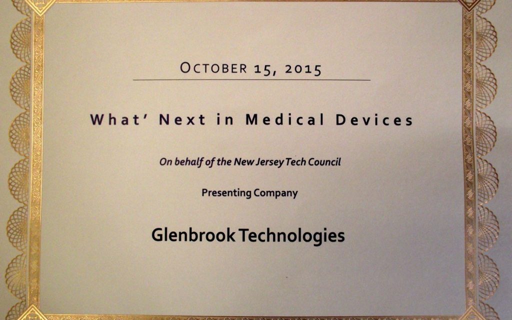 Glenbrook Receives NJTC Award for “What’s Next in Medical Devices” 2015