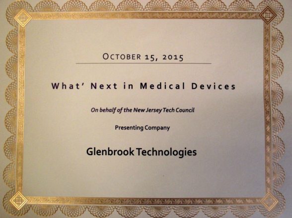 Glenbrook Receives NJTC Award for “What’s Next in Medical Devices” 2015