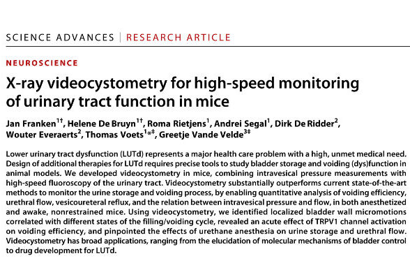 Glenbrook’s LabScope was Recently Featured in Science Advances for a Study of Urinary Tract Function in Mice